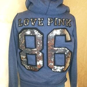 VS PINK BLING AND FAUX FUR HOODIE